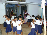 The children enjoy dancing and group activties